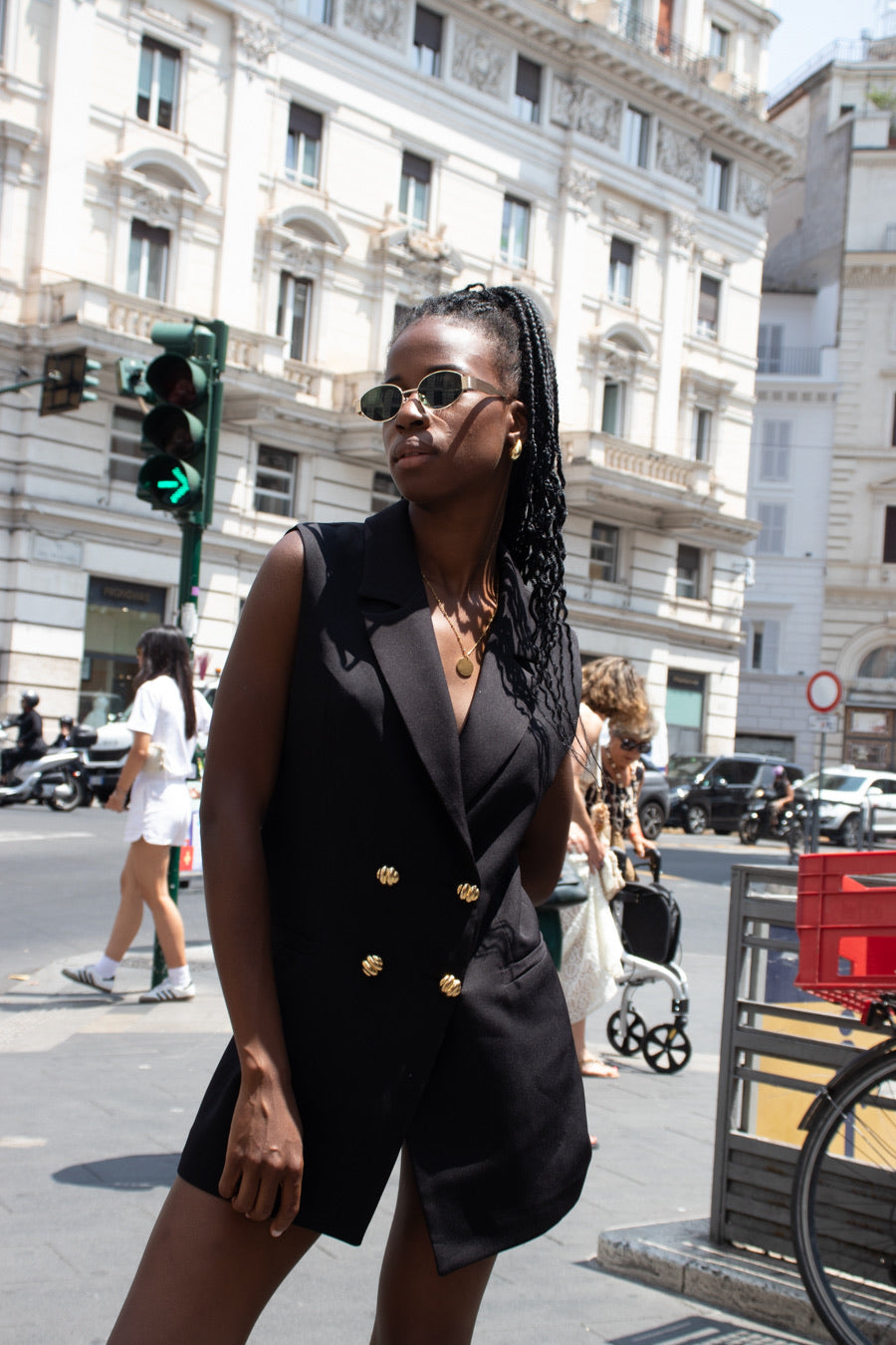 The vest dress in Black